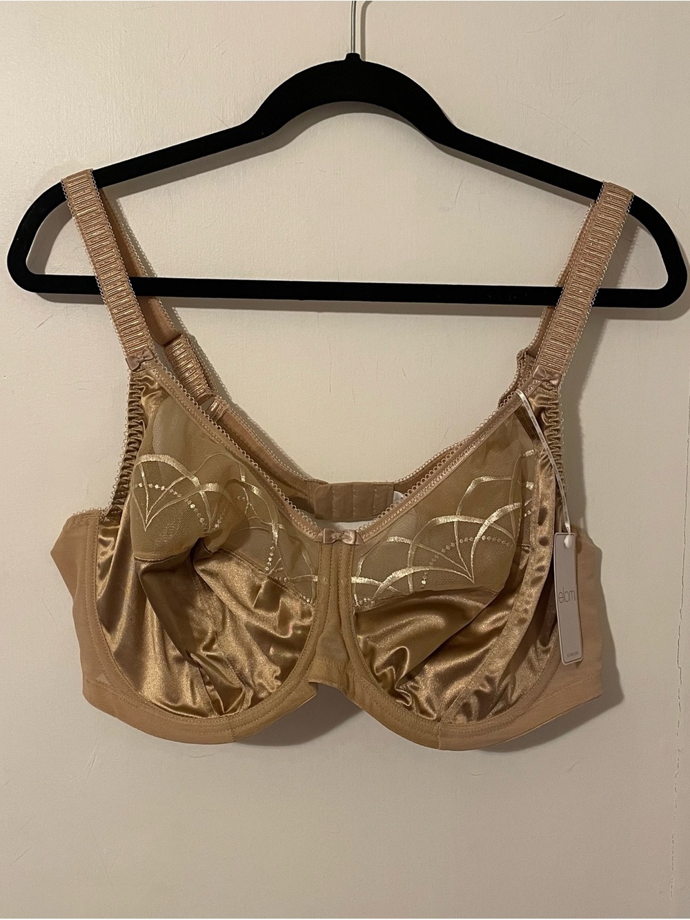 Elomi Cate Champagne Nude Bra Semi Sheer Size 42DD 42E NWT